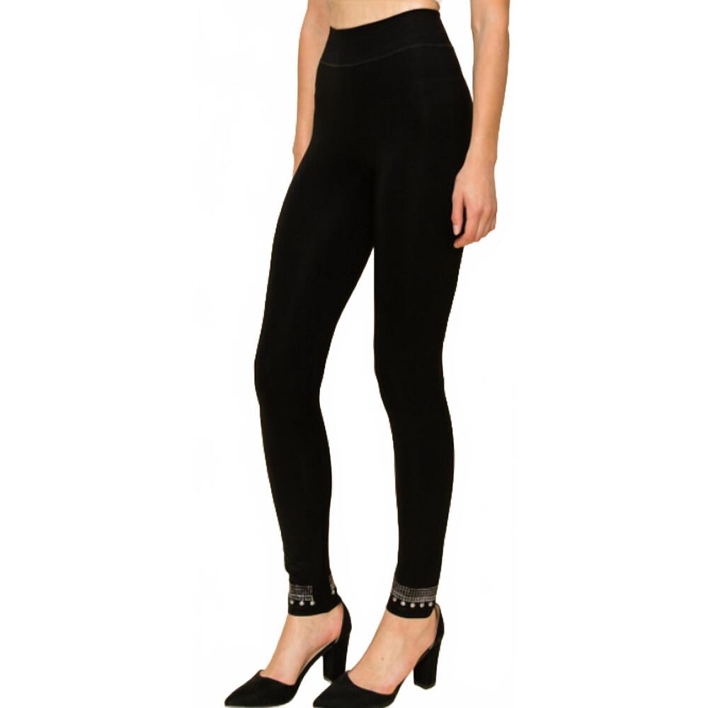 NEW VOCAL APPAREL women's stud border leggings in black